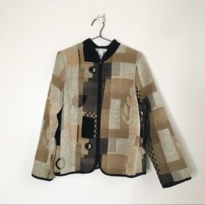 Vintage Full Zip Carpet Jacket Tan Size Medium